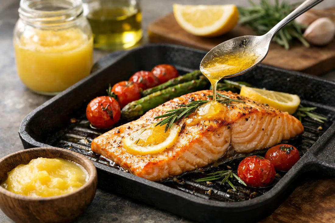 Ghee para assar peixes sem ressecar a carne