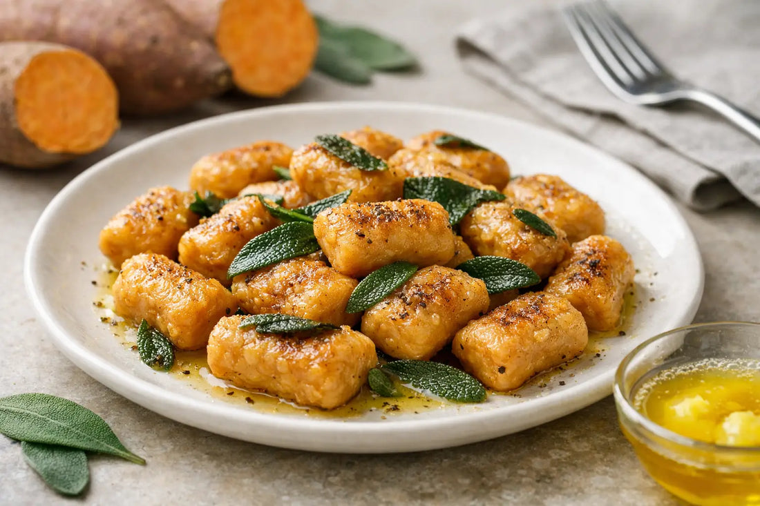 Nhoque de batata-doce com ghee, sem firula